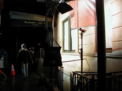 Movie production outside our hotel.  They were filming this movie Love the Hard Way in our hotel lobby!<br>Location: <a href="https://www.google.com/maps/search/?api=1&query=40.76336,-73.98686" target="_new">West 51st St outside Washington Jefferson Hotel</a>